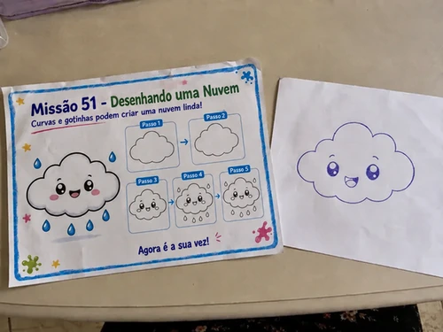 Guia visual com os primeiros traços de um desenho infantil